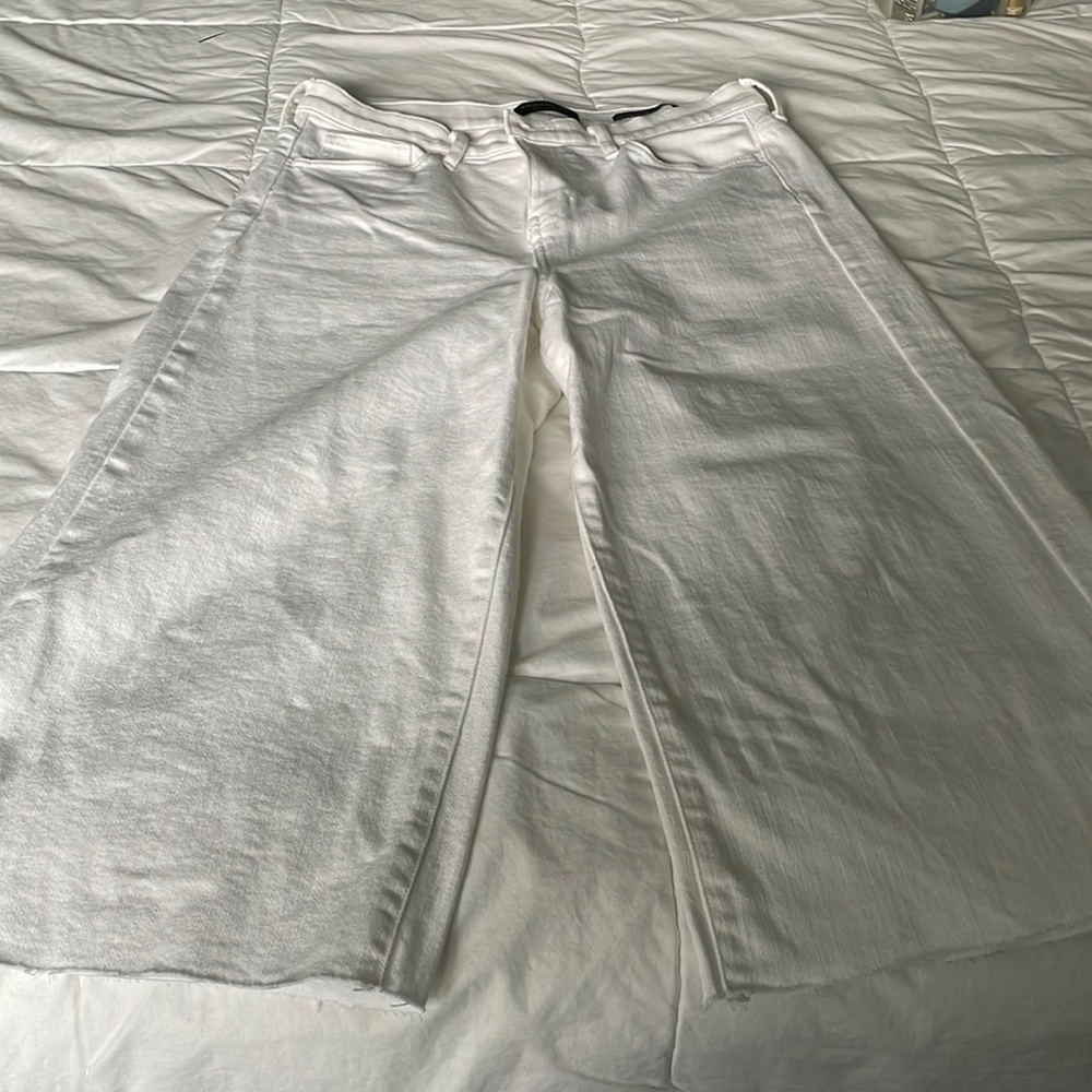 Banana Republic white high waist wide leg crop jeans